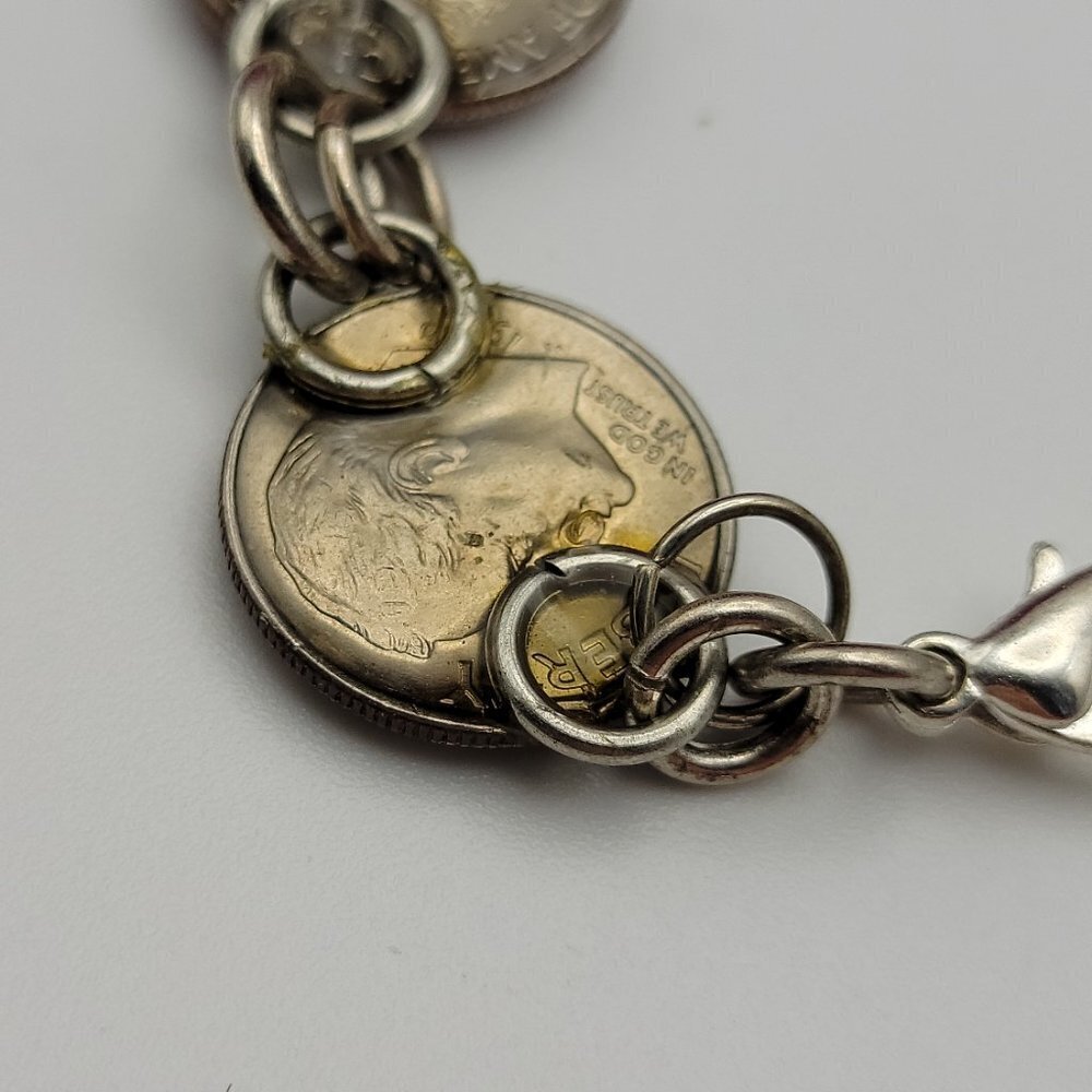 Vintage ALABAMA CRIMSON TIDE Enamel Coin Chain Link Bracelet 6 Inch - Picture 12 of 13